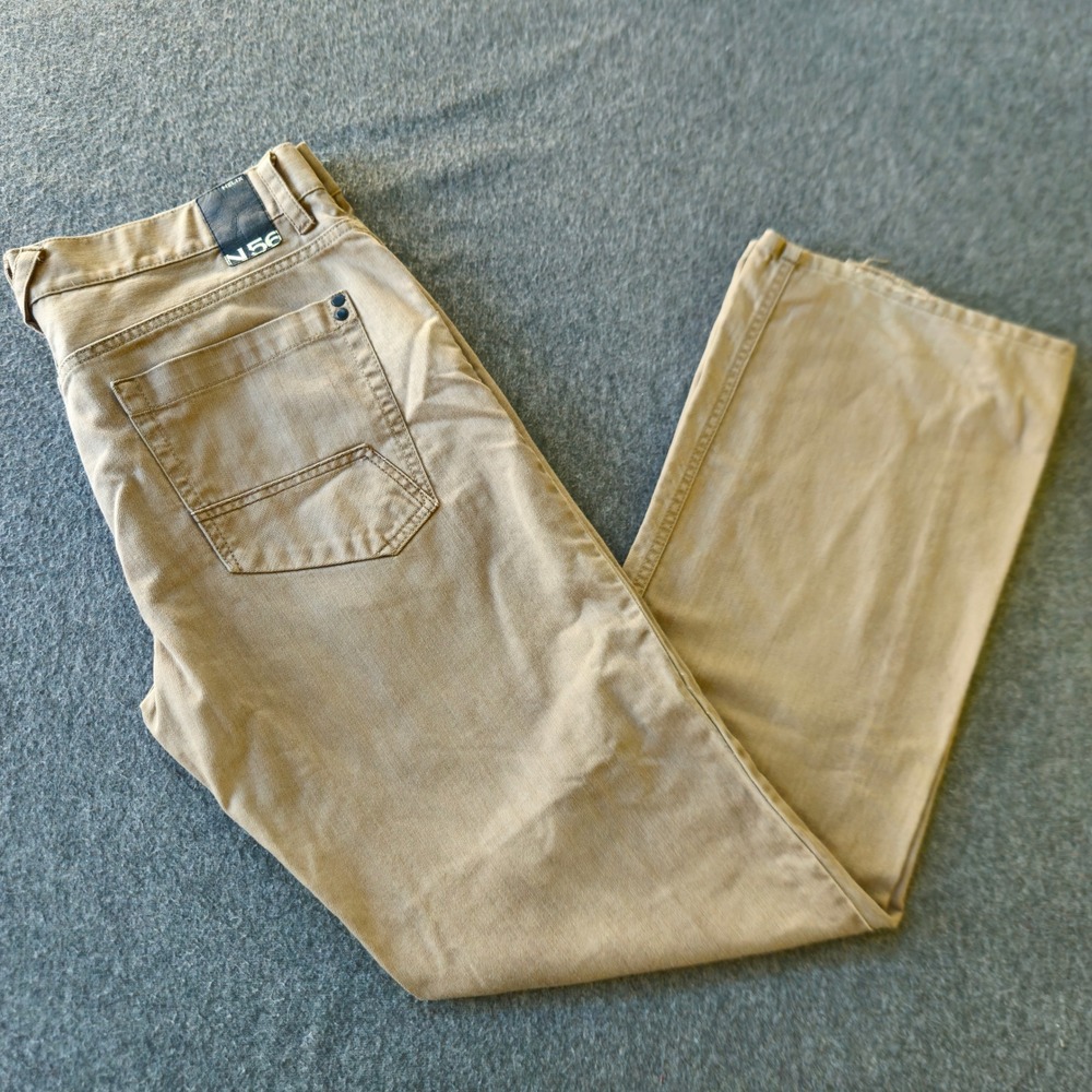 Helix Pants Mens 36x34 Tan Relaxed Straight Cotton Workwear Frayed Hem